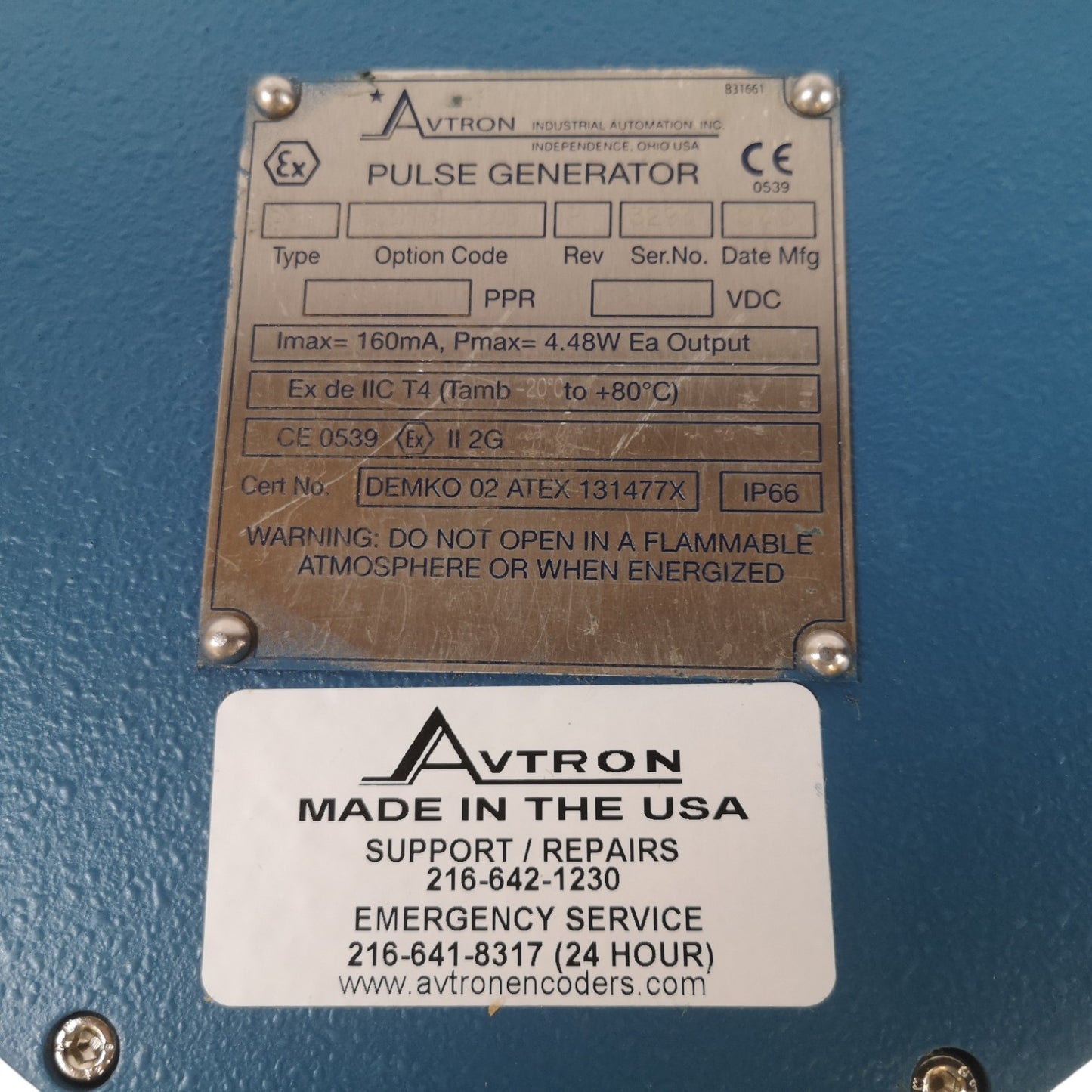 Avtron M6 Hazardous-Duty Rotary Encoder – 5–24 VDC, ~120 mA, up to 5000 RPM (Incremental, A/B/Z), IP66